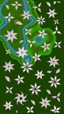 Küçük çiçekteki sevimli çiçek deseni. Yeşil ve nötr renkte çiçekler.