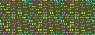 Kelebekli çizim şekli. Kumaş, kağıt, ambalaj kâğıdı ve duvar kağıdı tasarımı için hoş bir arka plan. Yeşil ve nötr.