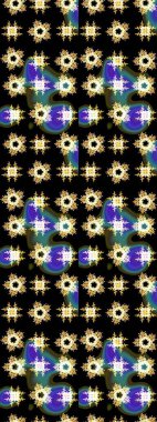 Siyah renkli etnik çiçeklerle süslenmiş zarif bir eskiz şekli. Raster Çiçek İllüstrasyonu güzel tekstil..