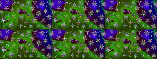 Taslak dekoratif arka plan, çiçek mandala. Çiçek. Raster illüstrasyonu. Yeşil ve mavi renklerde.