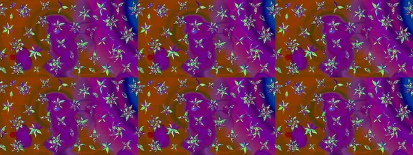 Mor ve kahverengi renklere karalamalar çizilmiş çiçek deseni. Raster illüstrasyonu.