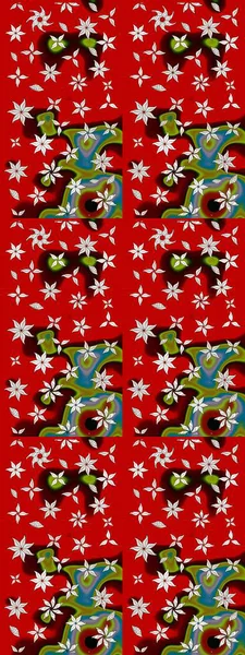 Düz Çiçek Elementleri Tasarımı. Raster Illustrasyon 'daki Çiçek Deseni' nin son moda çizimi. Kırmızı renkte çiçekler. Renkli Yaz Teması çizim şablonu.