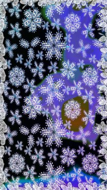 Raster illüstrasyonunda kusursuz çiçek deseni. Siyah ve mor renkte çiçekler.