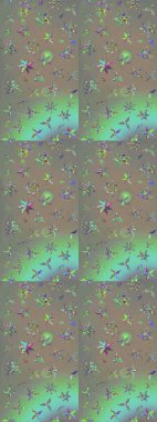 Çiçekli bahar çiçekleri. Motley illüstrasyonu. Moda baskıları için zarif bir şablon. Küçük renkli çiçekler. Robot resim. Küçük çiçekte şirin desenler.