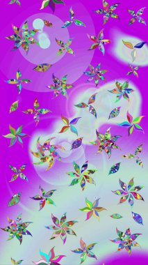 Güzel kumaş deseni. Raster suluboya deseni, narin çiçekler, nötr ve menekşe çiçekleri, tebrik kartı şablonu.