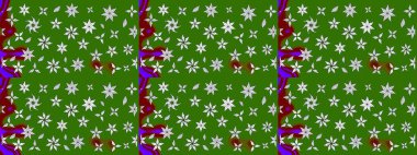 Hediye ambalaj kağıdı, tebrik kartları, posterler ve pankart tasarımı. Raster düz çiçek çizim deseni. Yeşil ve nötr renkte çiçekler.