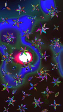 Sevimli çiçek raster deseni. Düz Çiçek Elementleri Tasarımı. Modaya uygun kumaş deseni. Renkli Yaz Teması çizim şablonu.