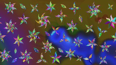 Raster illüstrasyonu. Renkli papatya deseni. Renklerde.