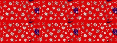 Çiçekli karalama şeklinde Raster çiçek deseni. Yumuşak, bahar çiçekli arka plan. Kırmızı renkte çiçekler.