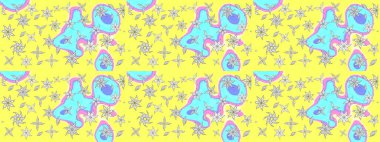 Düz Çiçek Elementleri Tasarımı. Renkli Bahar Teması eskiz kalıbı. Çiçek deseni. Raster çizimi. Güzel kumaş deseni..