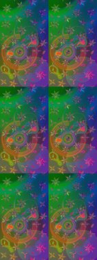 Raster deseni. Çiçek kolajı. Çiçek arkaplan. Çiçek kompozisyonu. Doğa. -yeşil ve mavi çiçekler. Küçük çiçekte güzel desen var..