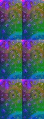 Yeşil ve mavi renkte güzel bir tekstil. Raster illüstrasyonu. Suluboya çiçekli çiçek deseni.