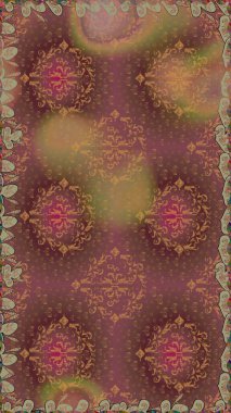 Raster çiçekleri klasik tarzda çizilmiş. Kahverengi renklerde bahar çiçekleri. Çiçekli, pürüzsüz bir desen. Raster illüstrasyonu.