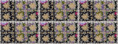 Tekrarlayan elementlerle kusursuz soyut arkaplan. Gri, siyah ve altın desenli. Zarif raster klasik desen.