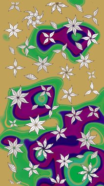 Çiçekli eskiz çizimi. Renkli Yaz Temalı eskiz kalıbı. Sarı renkli çiçekler. Düz Çiçek Elementleri Tasarımı.