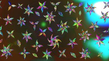 Nazik, yaz çiçekleri kahverengi ve gri renklerde. Raster illüstrasyonu. Raster çiçek desenli ve çiçekli..