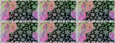 Renkli Yaz Temalı Kusursuz Arkaplan. Düz Çiçek Elementleri Tasarımı. Gri ve nötr renkte çiçekler. Raster illüstrasyonunda trendsiz çiçek deseni.