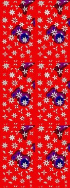 Raster illüstrasyonundaki çiçek desenli çizim. Düz Çiçek Elementleri Tasarımı. Renkli Yaz Temalı eskiz kalıbı. Kırmızı renkte çiçekler.