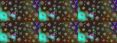 Raster güzel bir çiçek deseni çizmiş. Tatil havası. Bahar mevsimi. Nazik romantik baskı. Yeşil ve kahverengi renkte çiçekler.