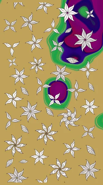 Raster illüstrasyonundaki çiçek desenli çizim. Sarı renkte çiçekler.