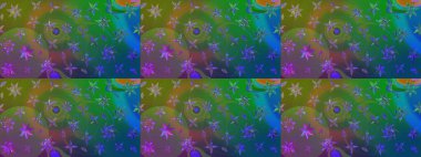 Renkli Bahar Teması eskiz kalıbı. Düz Çiçek Elementleri Tasarımı. Raster..