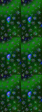 Manzaralı çiçek deseni. Çiçek kompozisyonu, el boyası, hassas şablon. Sevgililer günü ve tebrik kartı konsepti için şık bir davetiye. Üst görünüm, yumuşak yeşil ve mavi renk.