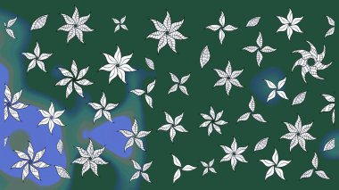 Güzel kumaş deseni. Raster Illustrasyon 'daki Çiçek Deseni' nin son moda çizimi. Düz Çiçek Elementleri Tasarımı. Renkli Yaz Teması çizim şablonu.