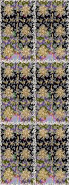 Raster geometrik arka plan. Senin tasarımın için, duvar kağıdı. Altın rengi, kusursuz çizim. Gri ve siyah renklerde altın desenli altın çiçekli elementler.