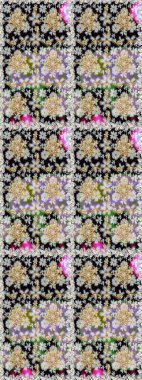 Raster illüstrasyonu. Süslü dekorasyon. Damask altın soyut çiçek nötr ve gri renkler üzerinde kusursuz desen.