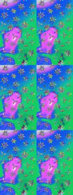 Raster illüstrasyonu. Flower eskiz arka planı. Çiçek deseni. Şatafatlı bahar bahçesi dokusu.