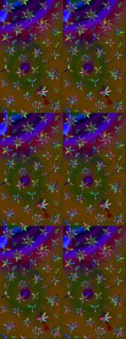 Renkli Bahar Teması eskiz kalıbı. Çiçeksel fantezi tasarımı ve parlak bir arka plan çizimi. Düz Çiçek Elementleri Tasarımı.