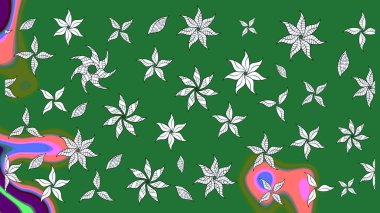 Yumuşak, yaz çiçekli arka plan. Çiçekli karalama şeklinde Raster çiçek deseni. Yeşil ve nötr renkte çiçekler.