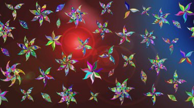 Miles Fleur, süslü püslü bir süs. Kumaş, tekstil, duvar kağıdı baskısı için. Tomurcukları papatya çiçekleri olan sevimli bir çiçek deseni. Eski usul. Eskiz geçmişi. Raster illüstrasyonu.