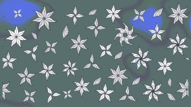 Çiçek desenli çizim. Raster illüstrasyonu. Tarafsız renklerde çiçekler. Asya tekstil tarzında. Raster illüstrasyonu.