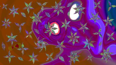 Çiçek kompozisyonu, el boyası, hassas şablon. Mor ve kahverengi renkte manzaralı çiçek deseni. Üst manzara, yumuşak stil. Sevgililer günü ve tebrik kartı konsepti için şık bir davet.