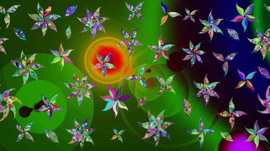 Küçük çiçekli basit bir çiçek çizimi. Raster illüstrasyonu. Yeşil ve siyah renkli şirin çiçekler. Moda baskısı, albüm, ambalaj kağıdı, duvar kağıdı için zarif dekoratif süslemeler..