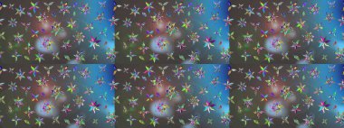 Manzaralı çiçek deseni. Çiçek kompozisyonu, el boyası, hassas şablon. Üst manzara, yumuşak mavi ve gri renkli. Sevgililer günü ve tebrik kartı konsepti için şık bir davet.