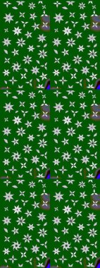 Raster illüstrasyonu. Yeşil renkli çiçekler. Çiçek süslemeli çizim deseni.