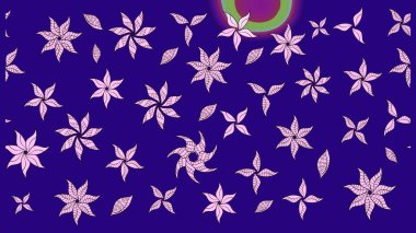 Raster Çiçek İllüstrasyonu 'nun şirin tekstili. Mavi renkli etnik çiçeklerle zarif eskiz deseni.