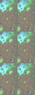 Şirin çiçek elementleri. Gri ve bej renkli çiçekler. Raster illüstrasyonu. Çizim.