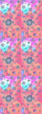 Eskiz arkaplan modeli. Suluboya, elle çizilmiş. Pembe ve nötr renklerde yaprakları olan yabani çiçekler. Raster illüstrasyonu.