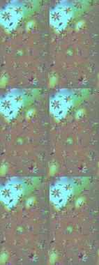 Şirin çiçek elementleri. Gri ve bej renkli çiçekler. Raster illüstrasyonu. Çizim.