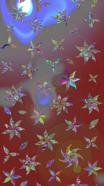 Kahverengi ve gri çiçekli eskiz deseni, suluboya çiçek deseni, sevimli çiçek, duvar kağıdı, kart veya kumaş için fayanslı. Raster - stok.