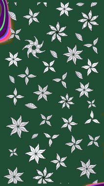 Renkli Yaz Temalı eskiz kalıbı. Raster Illustrasyon 'daki Çiçek Deseni' nin son moda çizimi. Güzel kumaş deseni. Düz Çiçek Elementleri Tasarımı.