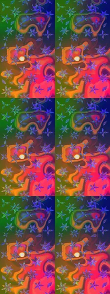 Çizim kalıbı. Yeşil ve kahverengi renklerde. Raster illüstrasyonu. Çiçek duvar kağıdı. Renkli süs kenarı. Hint süsü..