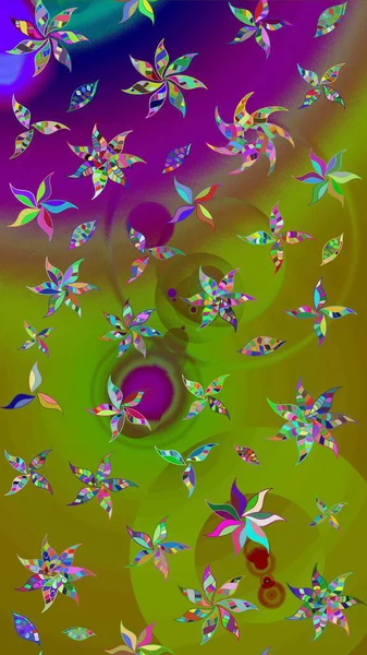 Kumaş desenli papatya çiçeği detayı. Yeşil ve kahverengi renkte çiçekler.