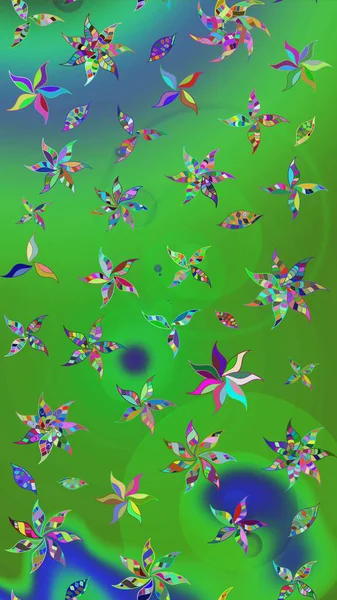 Küçük çiçekteki sevimli çiçek deseni. Yeşil ve mavi renkte çiçekler.