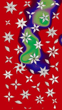 Soyut etnik raster çizim kalıbı. Arkaplan dokusu, duvar kağıdı, kırmızı renkli çiçek teması. Kabile sanatı boho baskısı, klasik çiçek arkaplanı.