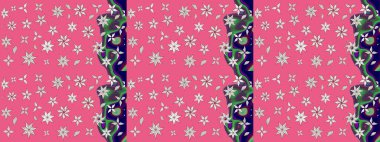 Pembe renkli çiçekler. Düz Çiçek Elementleri Tasarımı. Sevimli çiçek raster deseni. Renkli Bahar Teması çizim şablonu.