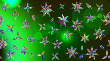 Çiçekli karalama şeklinde Raster çiçek deseni. Nazik, narin çiçek arkaplanı. Yeşil ve gri renkte çiçekler.